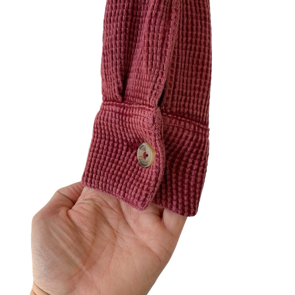 Bagatelle Burgundy Pigment Dyed Waffle Knit Thermal Shirt (Boho Indie Festival) - Picture 6 of 9